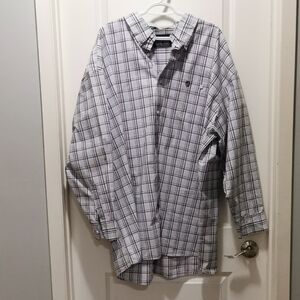 Wrangler Men's Plaid Shirt - White and Purple